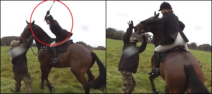 woman horseback whipping