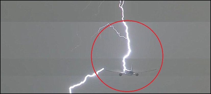 Plane struck by lightning