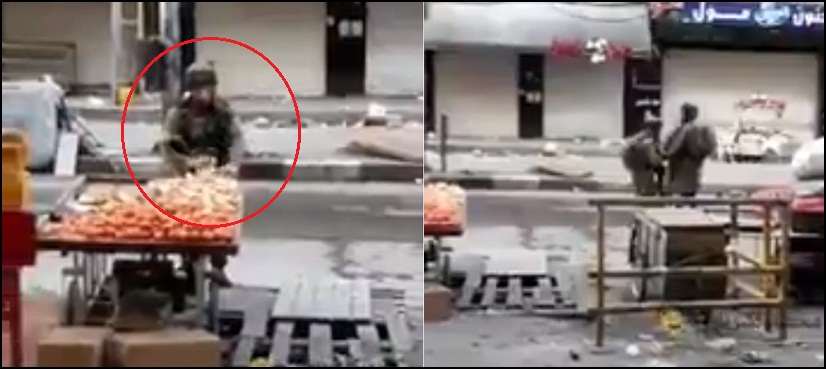 Israel soldier steal fruits