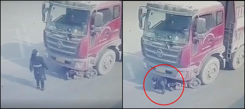 woman run over by truck