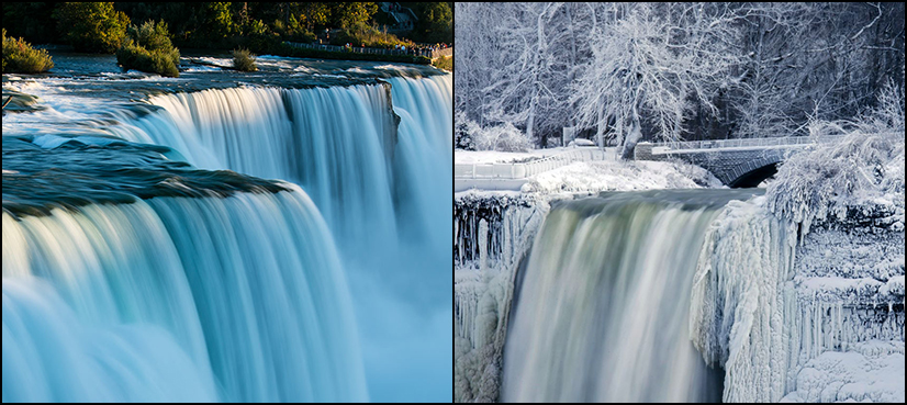 Niagara Falls falling frozen