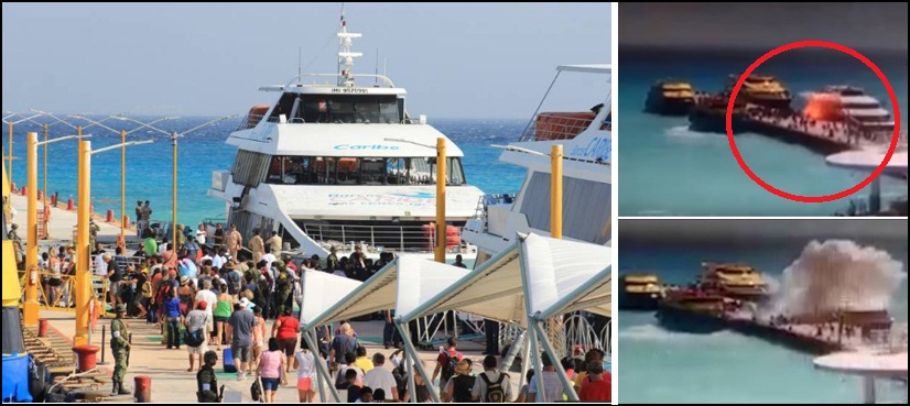 ferry explodes mexican beach