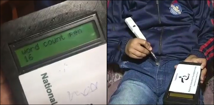 Kashmir boy counting pen