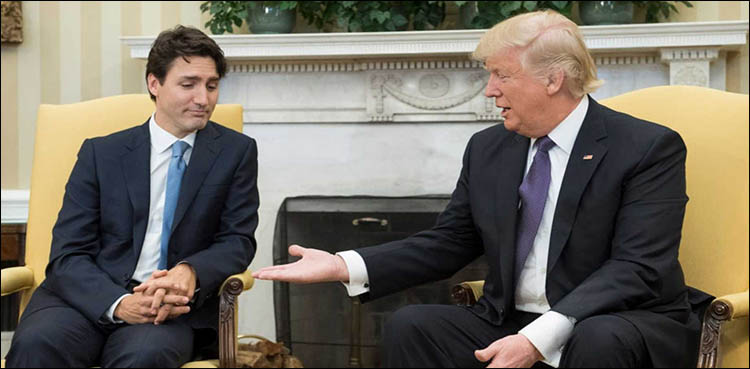 Trump, Trudeau swap jokes but hold firm in trade dispute