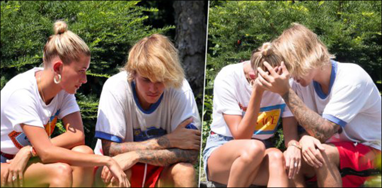 Newly engaged Justin Bieber & Hailey Baldwin were caught crying in public