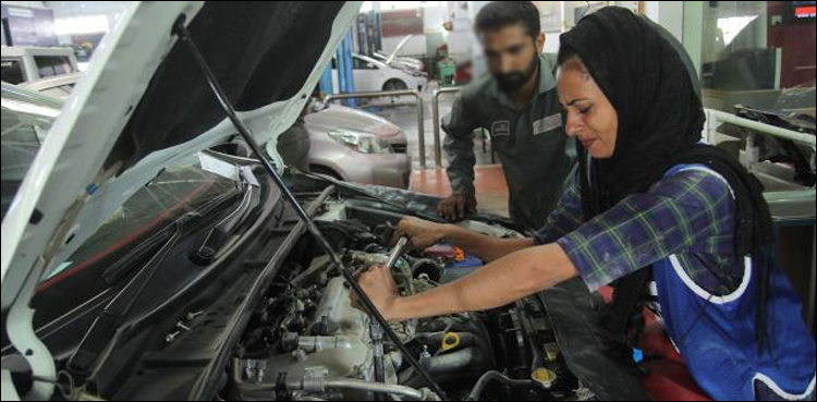Female car mechanic