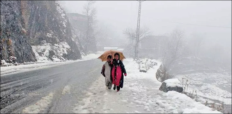 Snowfall, winter, northern Pakistan, tourists