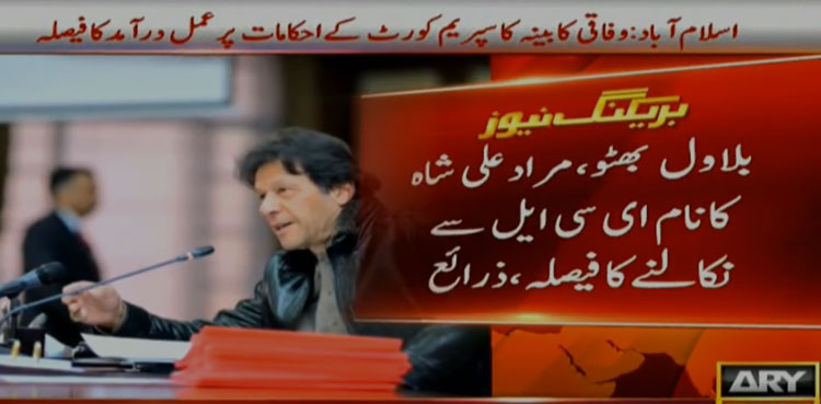 ECL, PM Imran, Bilawal, CM Murad, Cabinet meeting
