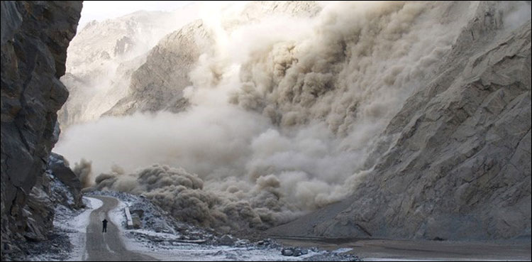 land sliding at Karakoram Highway