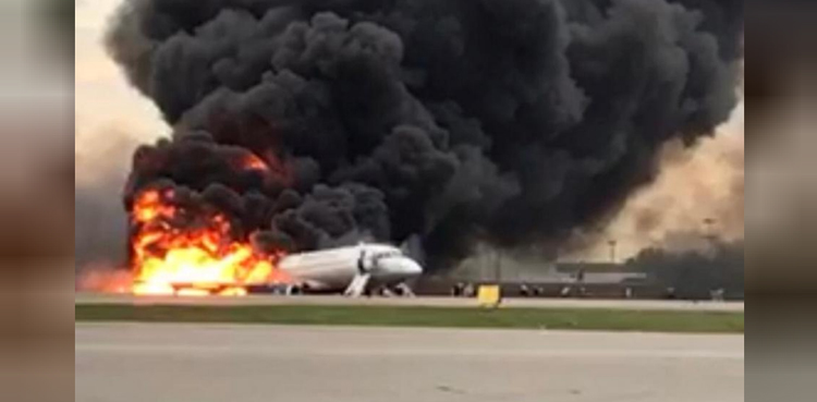 13 killed, Russian, passenger plane, fire,