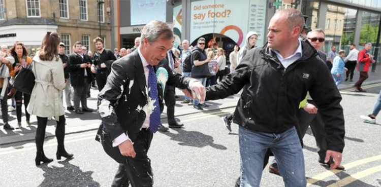 nigel farage, brexit, milkshake attack