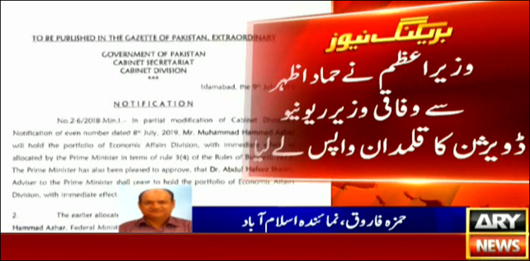 Hammad Azhar, Revenue Division