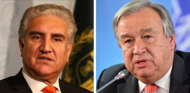 FM Qureshi, Antonio Gueterres, UN, United Nations, Kashmir, Occupied Kashmir