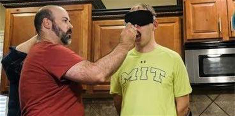 Blindfolded man
