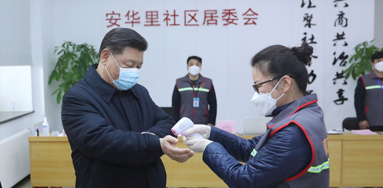 China president rare visit virus patients medics