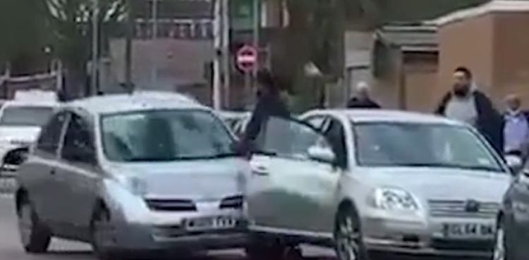 Driver hits car