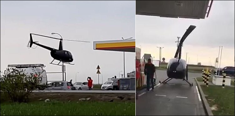 helicopter petrol station land