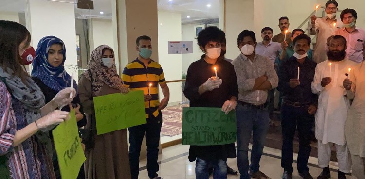 Grand Health Alliance sit-in coronavirus PPEs Punjab