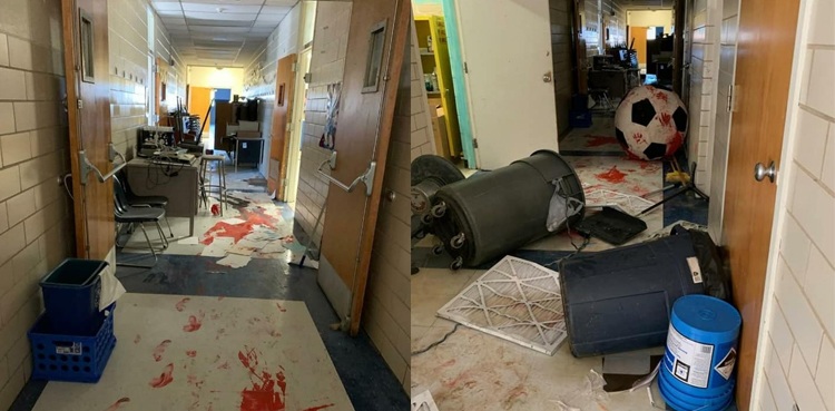 children vandalise school
