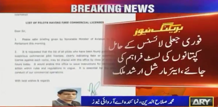 PIA Pilot Fake Licence
