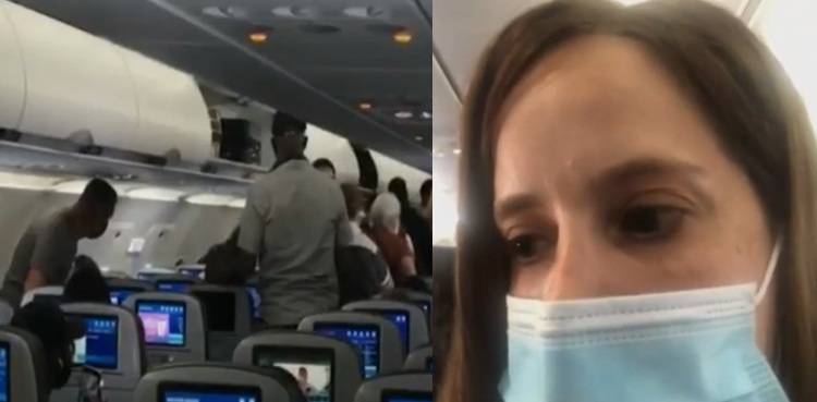 Mother kids off flight face mask viral video