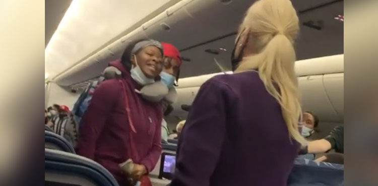 flight attendant woman kicked off plane