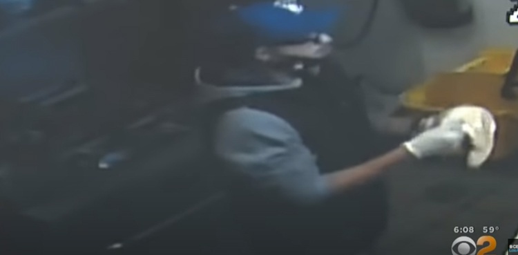 footage burglar pizza robbery video