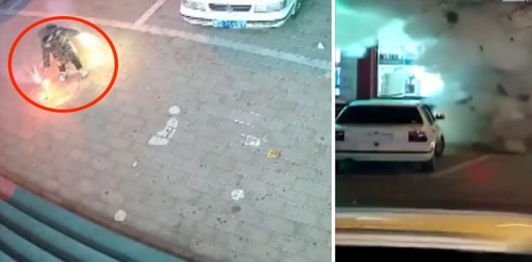 boy blows up manhole