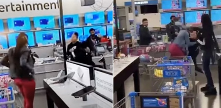 women fight walmart ps5 console viral video