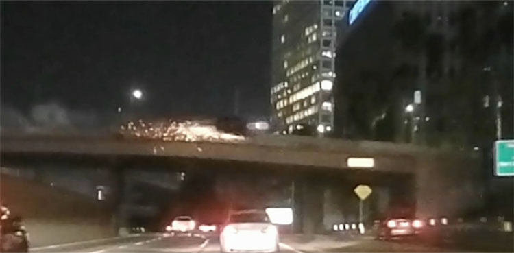 car crash, Los Angeles, car flies into into trees