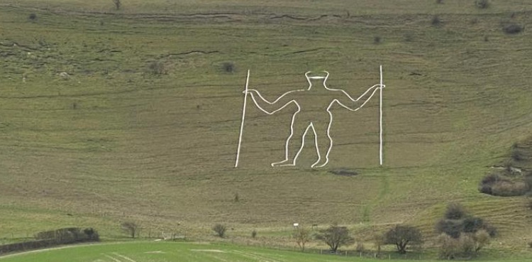 chalk figure police mask