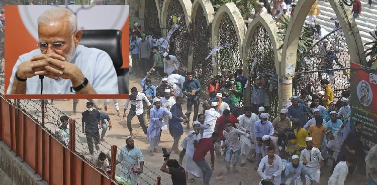 Modi Bangladesh police protest