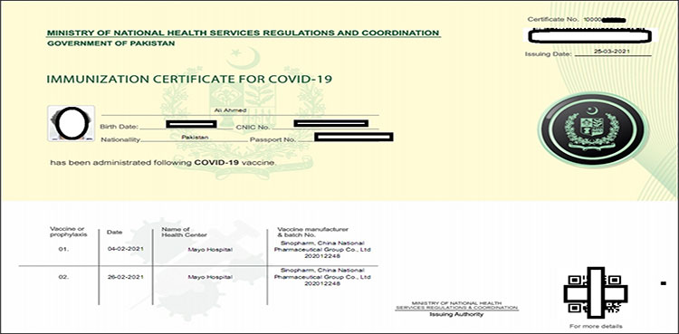 COVID-19 immunisation certificates