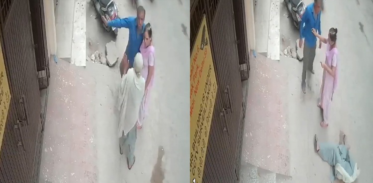 viral video indian man elderly mother slap to death
