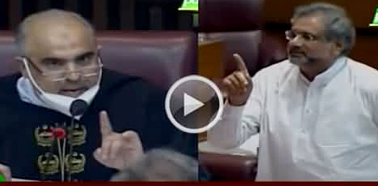 Shahid Khaqan Abbasi NA speaker heated words
