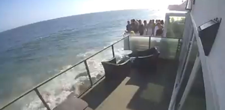 viral video balcony collapse malibu california