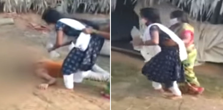video daughter covid-positive father water india