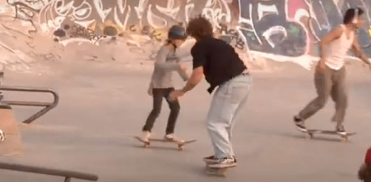 skateboarder near-miss viral video montreal skatepark tiktok