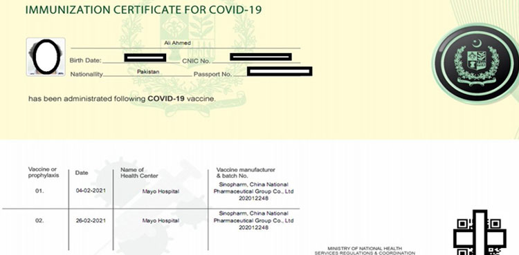 Covid-19 vaccination certificate
