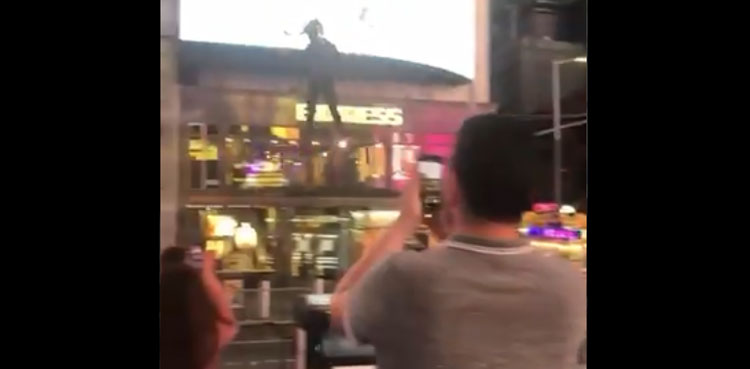 flying times square hoverboard