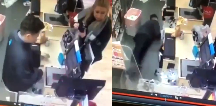 video man pretending to faint at work