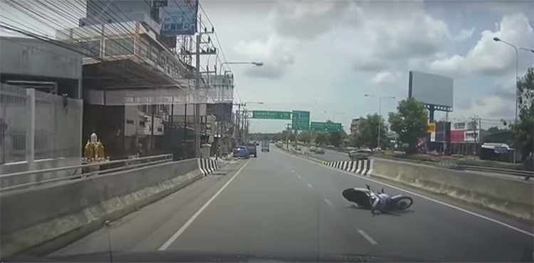 bike rider, road blockade,