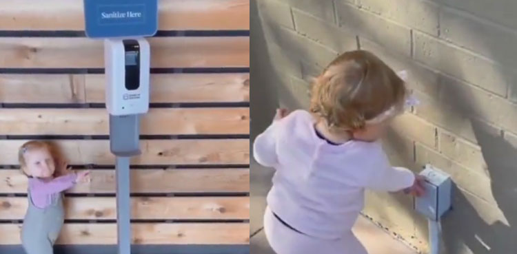 girl covid pandemic hand sanitiser viral video