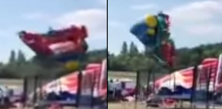 children hurl into air play castle strong winds video