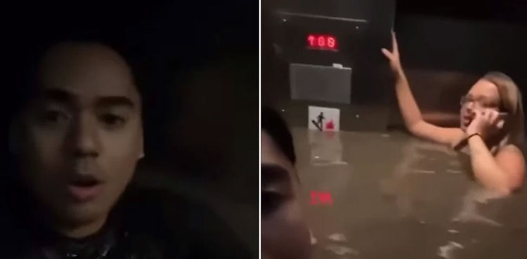 people trapped elevator floodwater