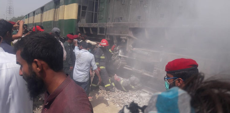 shah hussain express train engine fire