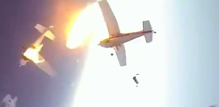 air crash, skydivers, mid air plane crash,