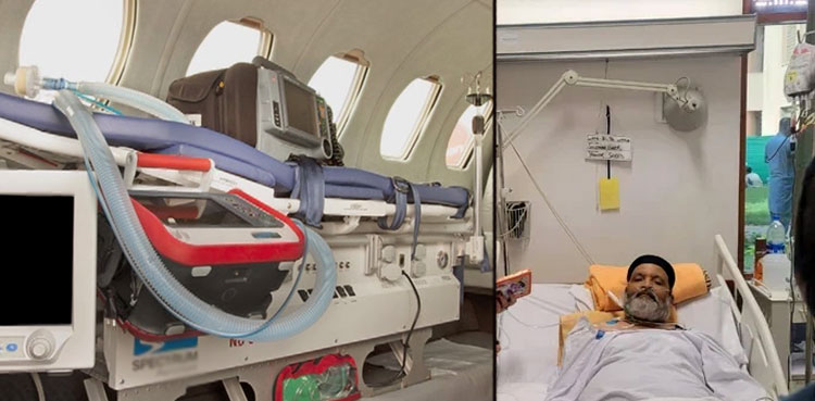 Air ambulance Umer Sharif Karachi Tuesday
