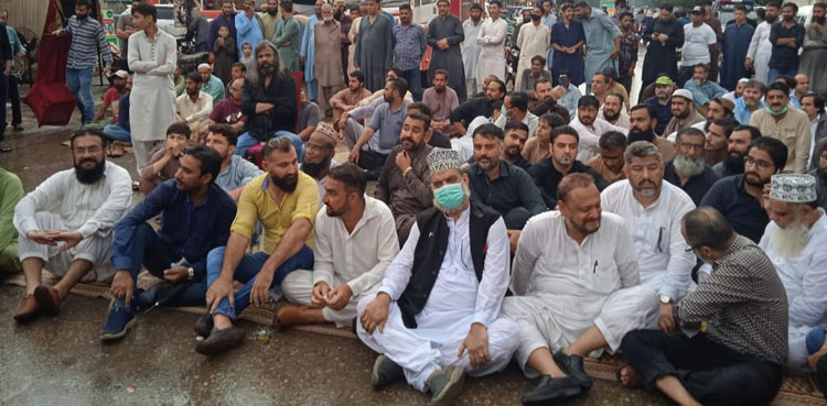 karachi traders protest Nasir Hussain Shah