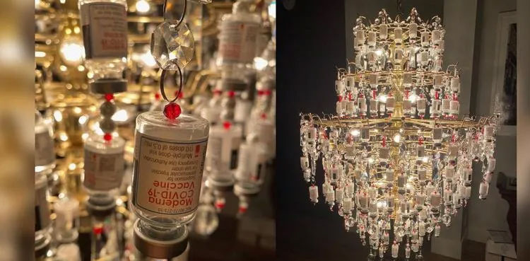 us-nurse-chandelier-covid-19-vaccine-bottles